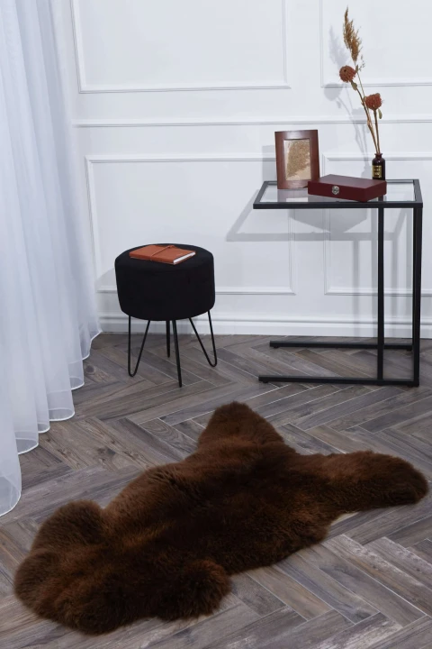 Genuine natural sheepskin brown