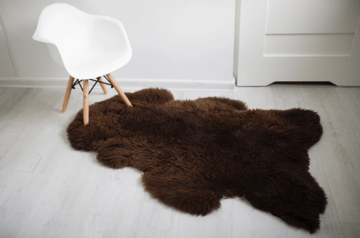 Genuine natural sheepskin brown