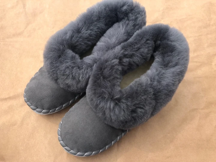 Sheepskin slippers – regional handmade slippers – grey