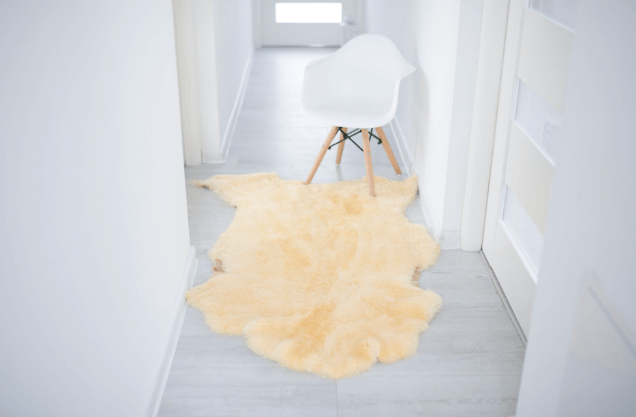 skóra owcza lecznicza relugan na podłodze