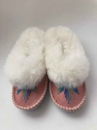 Kapcie góralskie - Bambosze regionalne - pudrowy róż