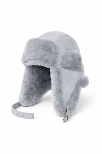 szara pilotka czapka ze skóry